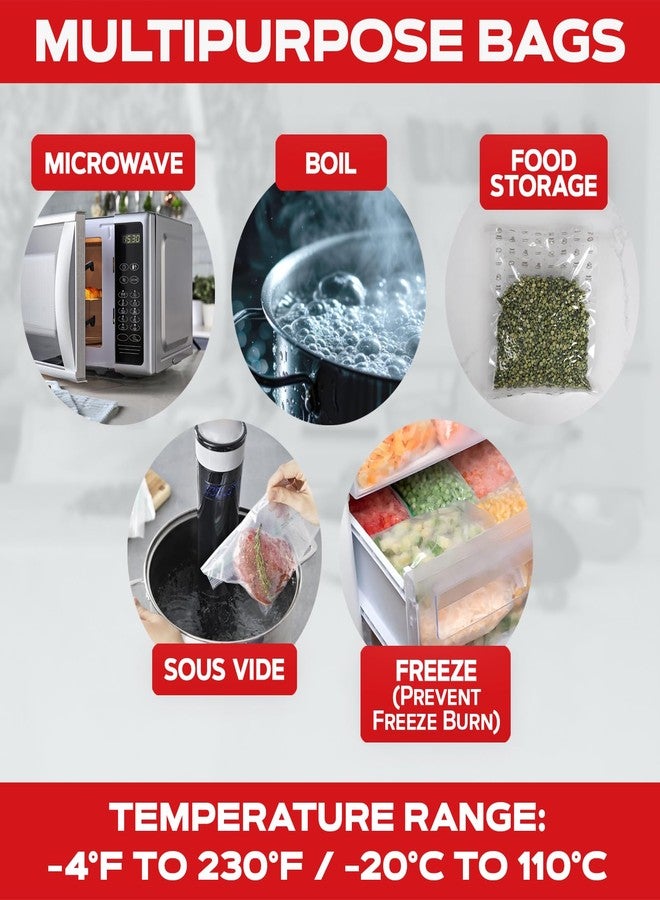 ForJars Vacuum Sealer Bags For Food Storage - Method Sous Vide Cooking - Pack of 100 count Pre-Cut Size Bags, Perfect for Food Storage - Ideal for Home & Commercial Use, 7.5 Mil Thickness(8x12/100pcs) - Image 4